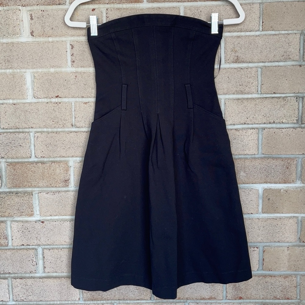 Theory Black Strapless Cocktail Mini Dress